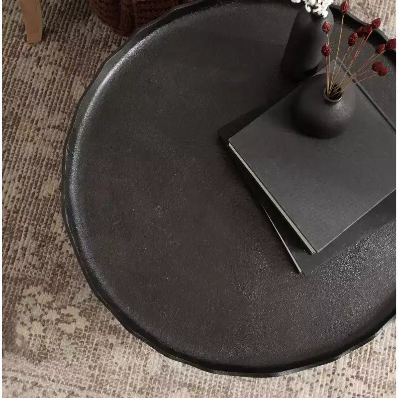 Table basse ronde, aluminium bronze