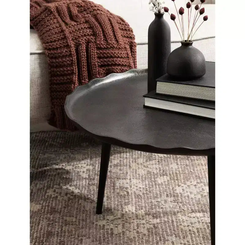 Table basse ronde, aluminium bronze