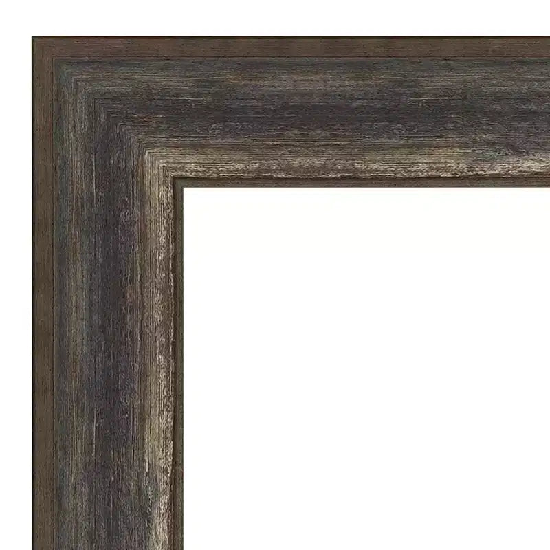 Petit miroir mural biseauté pour salle de bain, cadre en bois gris brun