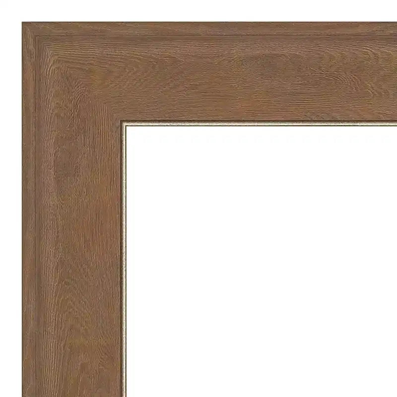 Petit miroir mural biseauté pour salle de bain, cadre en bois gris brun