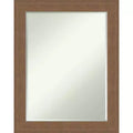 Petit miroir mural biseauté pour salle de bain, cadre en bois gris brun