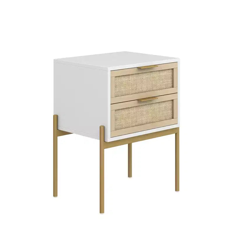 Table d'appoint en bois et rotin