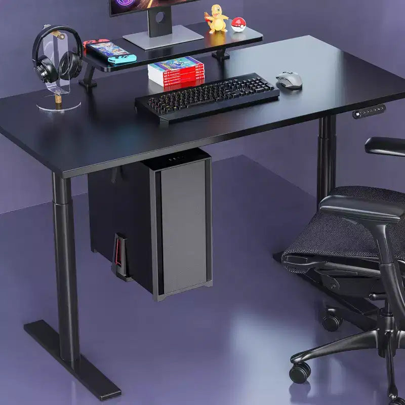 Support UC sous-bureau robuste de luxe avec rails coulissants, réglable en hauteur, capacité de 15 kg, noir