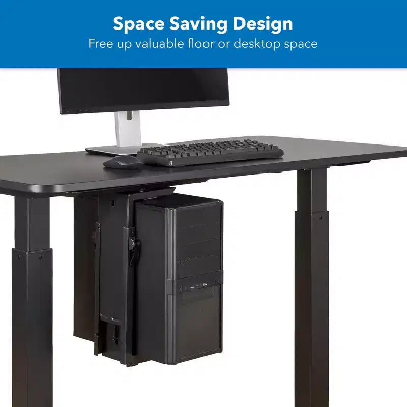 Support UC sous-bureau robuste de luxe avec rails coulissants, réglable en hauteur, capacité de 15 kg, noir