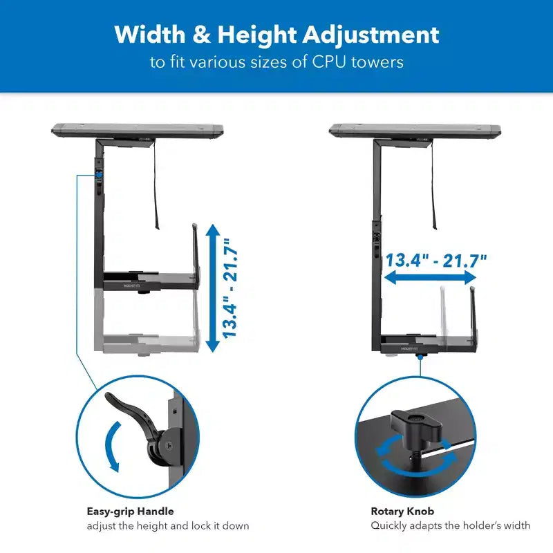 Support UC sous-bureau robuste de luxe avec rails coulissants, réglable en hauteur, capacité de 15 kg, noir