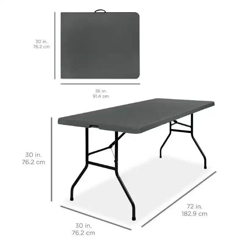 Table pliante en plastique de 1,8 m, pour intérieur et extérieur, robuste, portable avec poignée et verrouillage