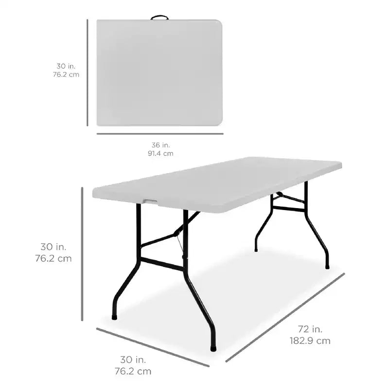 Table pliante en plastique de 1,8 m, pour intérieur et extérieur, robuste, portable avec poignée et verrouillage
