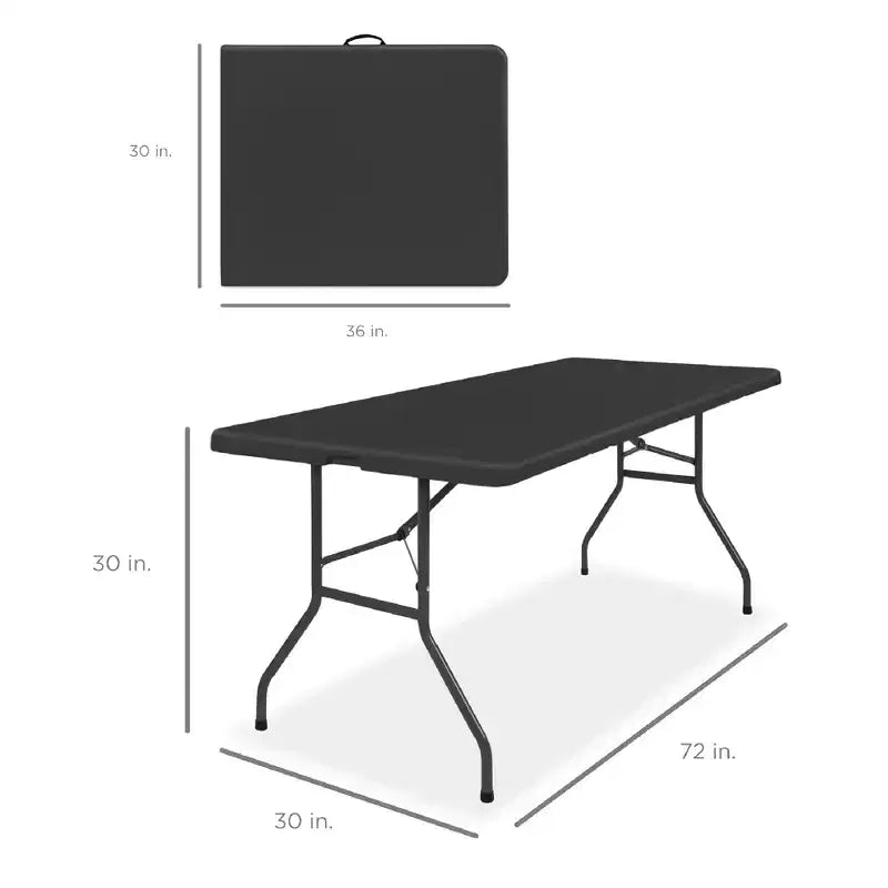 Table pliante en plastique de 1,8 m, pour intérieur et extérieur, robuste, portable avec poignée et verrouillage