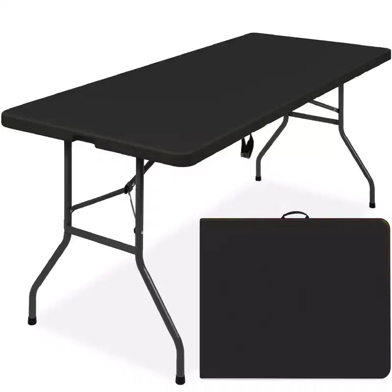 Table pliante en plastique de 1,8 m, pour intérieur et extérieur, robuste, portable avec poignée et verrouillage