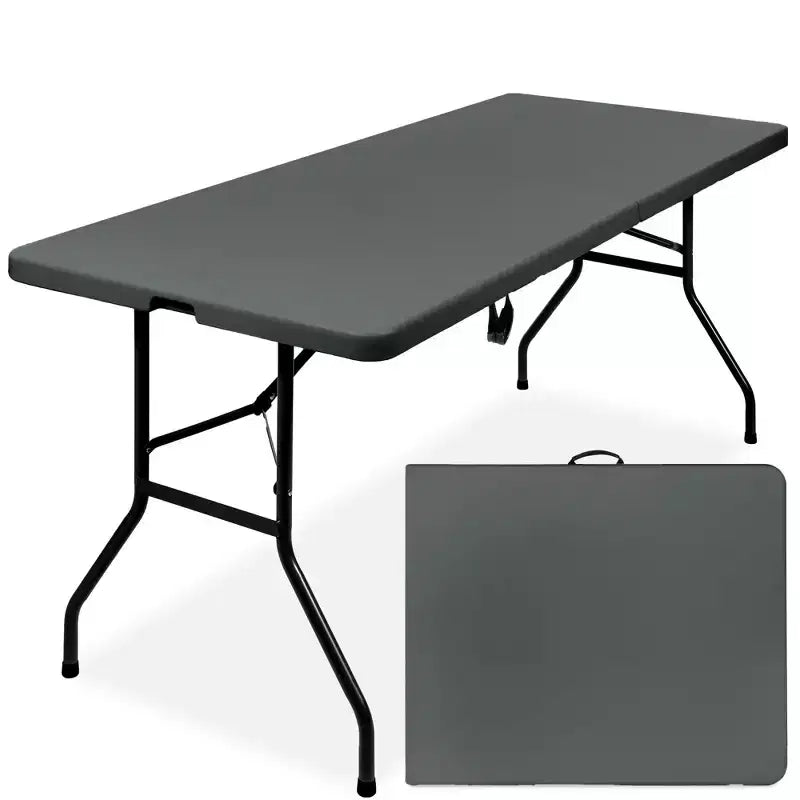 Table pliante en plastique de 1,8 m, pour intérieur et extérieur, robuste, portable avec poignée et verrouillage