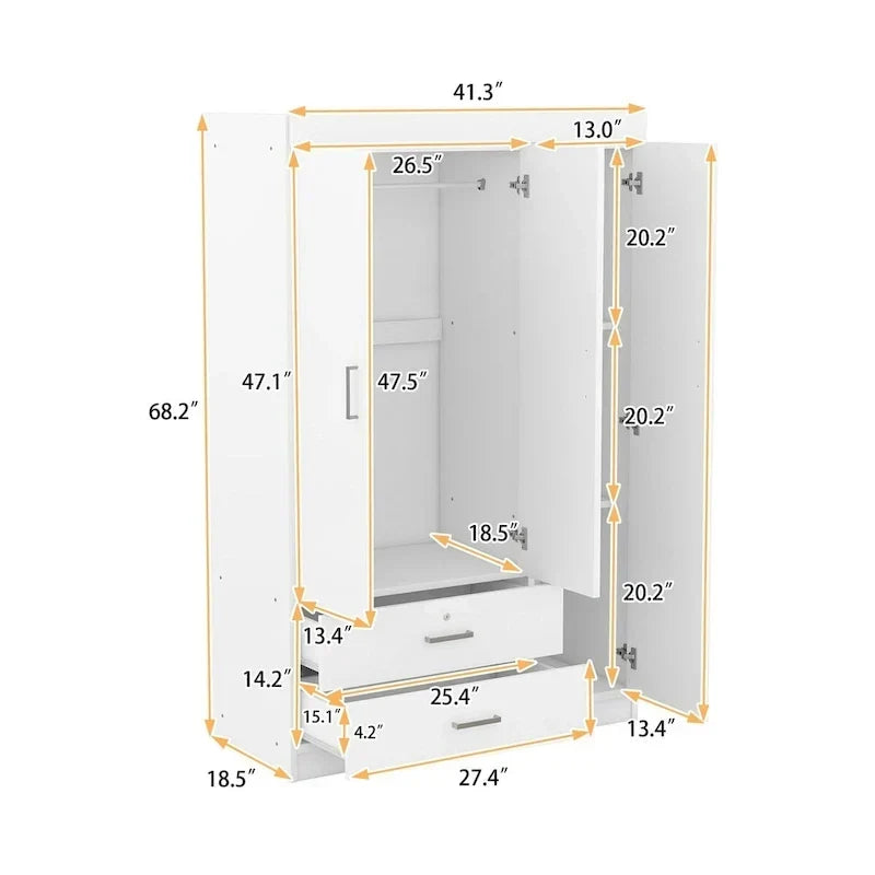Armoire 3 portes avec 2 tiroirs