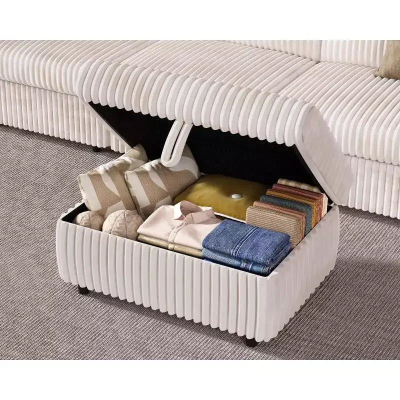Canapé d'angle modulaire en velours côtelé Dyonery avec housses lavables