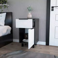 Table de chevet avec tiroir et placard, blanc