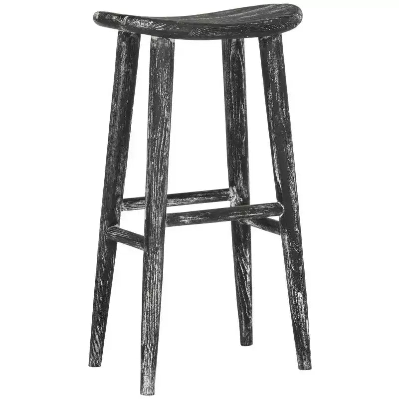 Tabouret de bar en bois, bois délavé noir/blanc