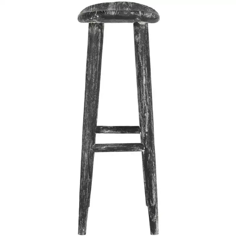 Tabouret de bar en bois, bois délavé noir/blanc