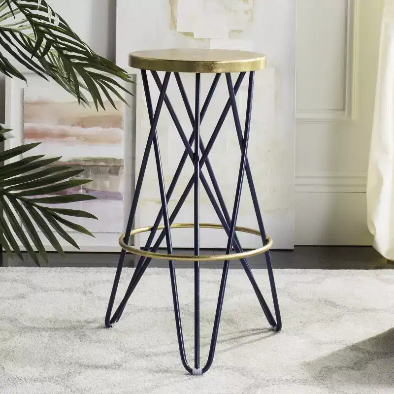 Tabouret de bar Gold Leaf, Blanc et Or