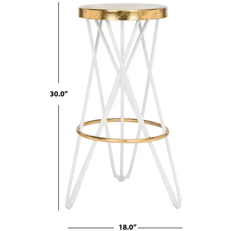 Tabouret de bar Gold Leaf, Blanc et Or