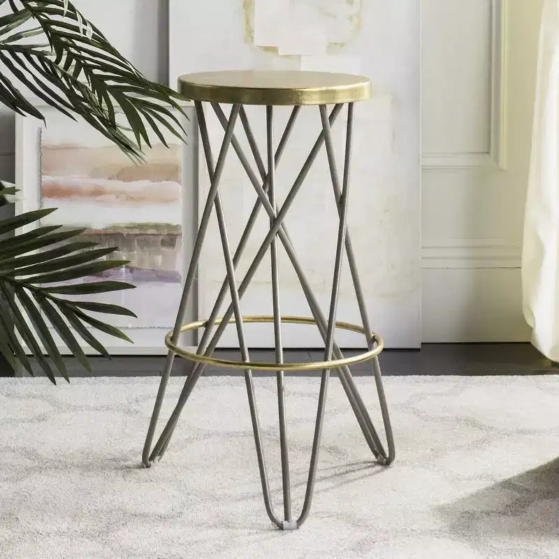 Tabouret de bar Gold Leaf, Blanc et Or