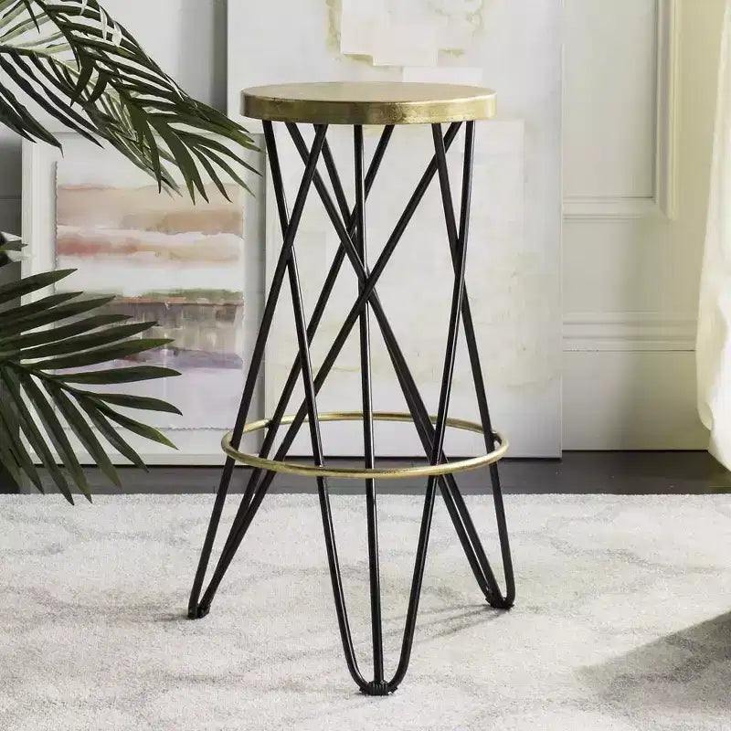 Tabouret de bar Gold Leaf, Blanc et Or