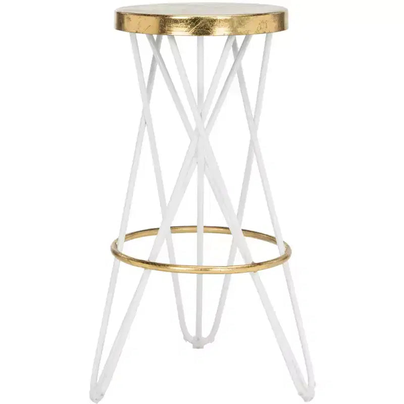 Tabouret de bar Gold Leaf, Blanc et Or