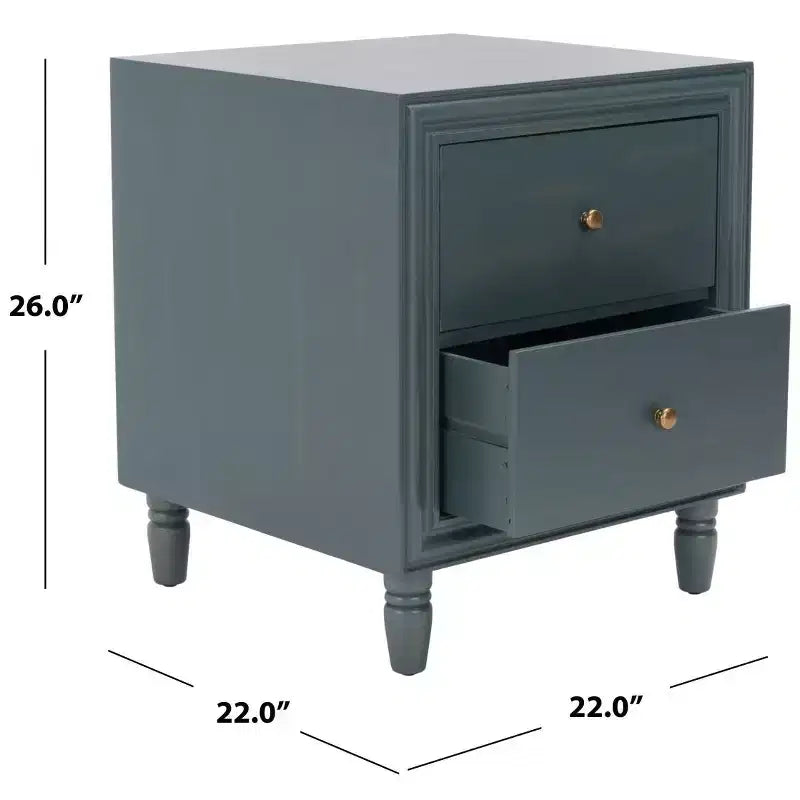 Table de chevet avec tiroirs de rangement, bois d'orme gris cendré