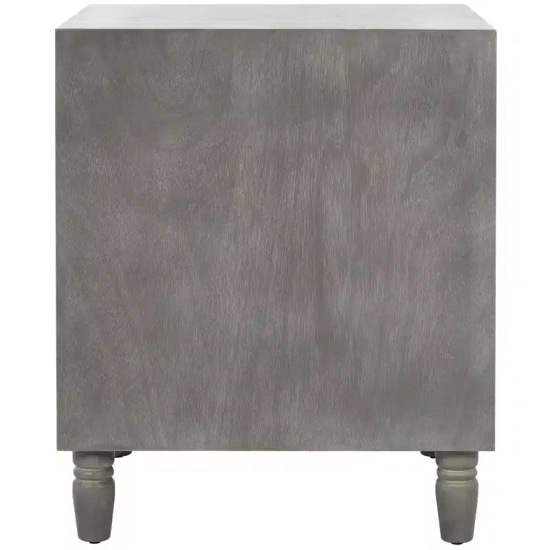 Table de chevet avec tiroirs de rangement, bois d'orme gris cendré