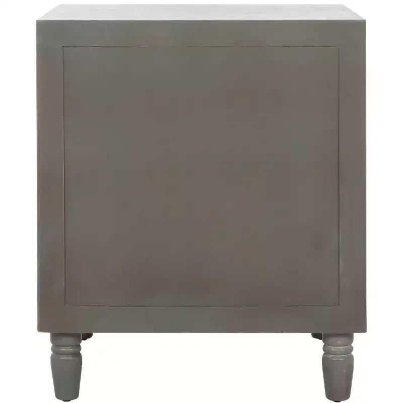 Table de chevet avec tiroirs de rangement, bois d'orme gris cendré