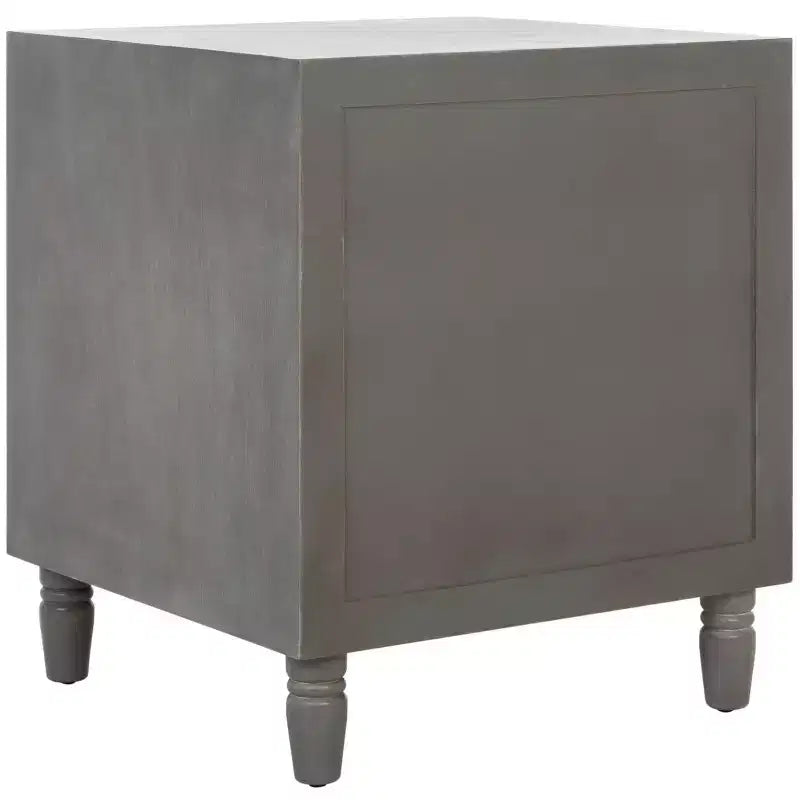 Table de chevet avec tiroirs de rangement, bois d'orme gris cendré