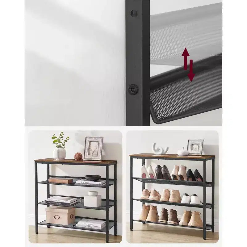 Meuble à chaussures 4 niveaux pour entrée, capacité de 12 à 15 paires