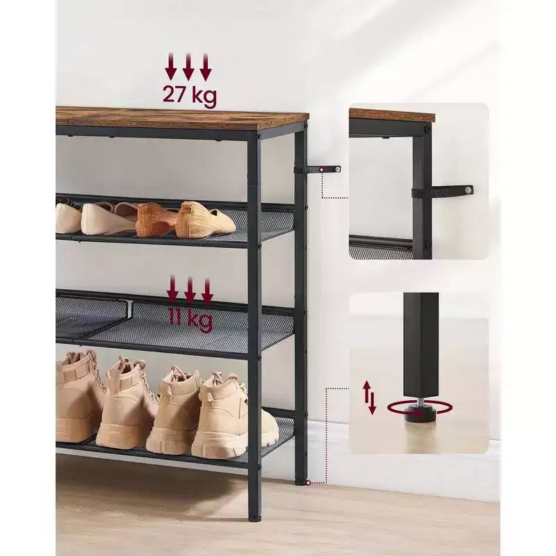 Meuble à chaussures 4 niveaux pour entrée, capacité de 12 à 15 paires