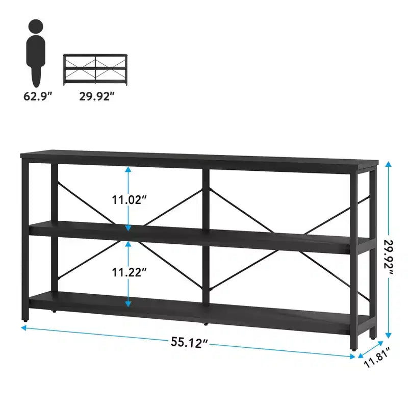 Meuble TV console/table de canapé à 3 niveaux de 55 po