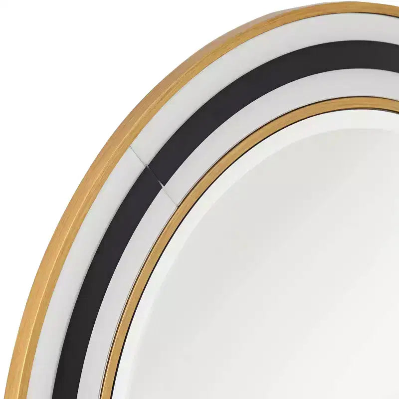 Miroir mural de vanité rond de 31,5 po, verre biseauté moderne, cadre noir, blanc ou doré
