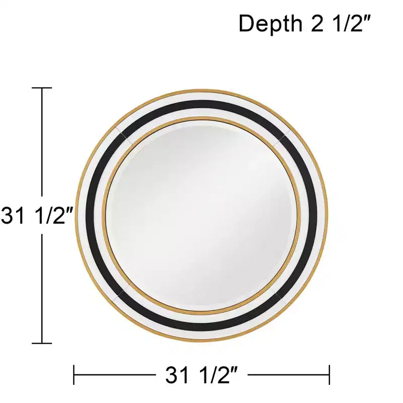 Miroir mural de vanité rond de 31,5 po, verre biseauté moderne, cadre noir, blanc ou doré