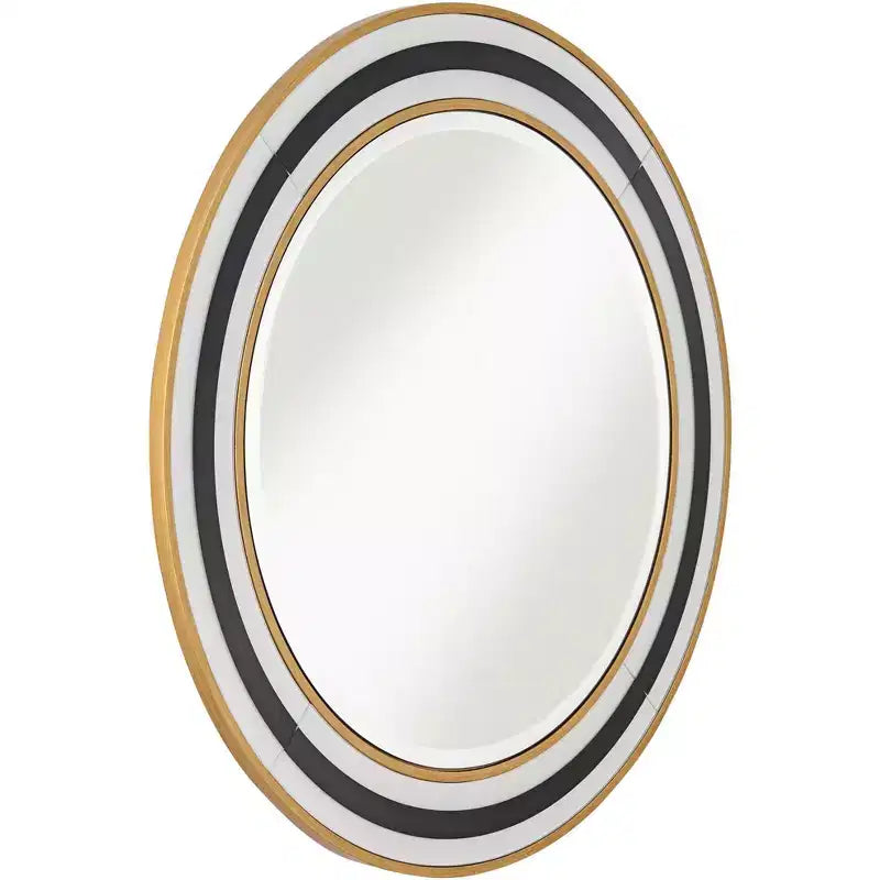 Miroir mural de vanité rond de 31,5 po, verre biseauté moderne, cadre noir, blanc ou doré