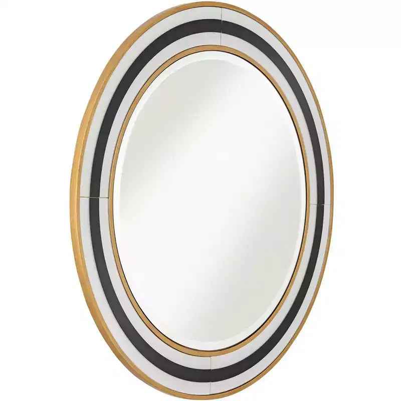 Miroir mural de vanité rond de 31,5 po, verre biseauté moderne, cadre noir, blanc ou doré