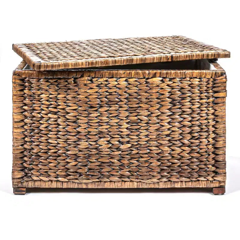 Malle de rangement tressée en jacinthe d'eau de 76 cm