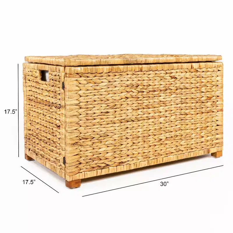 Malle de rangement tressée en jacinthe d'eau de 76 cm