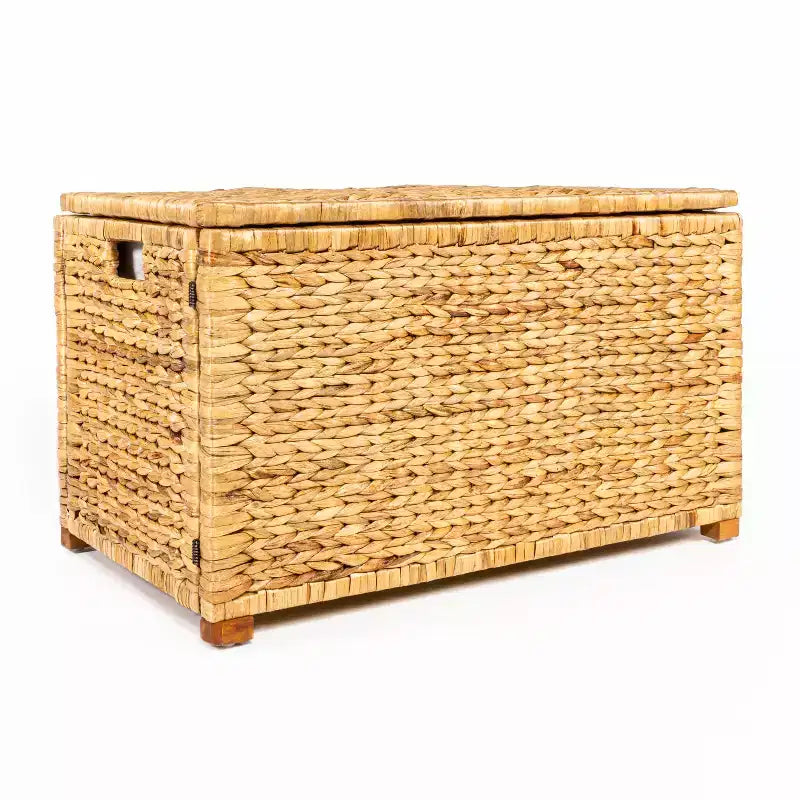 Malle de rangement tressée en jacinthe d'eau de 76 cm