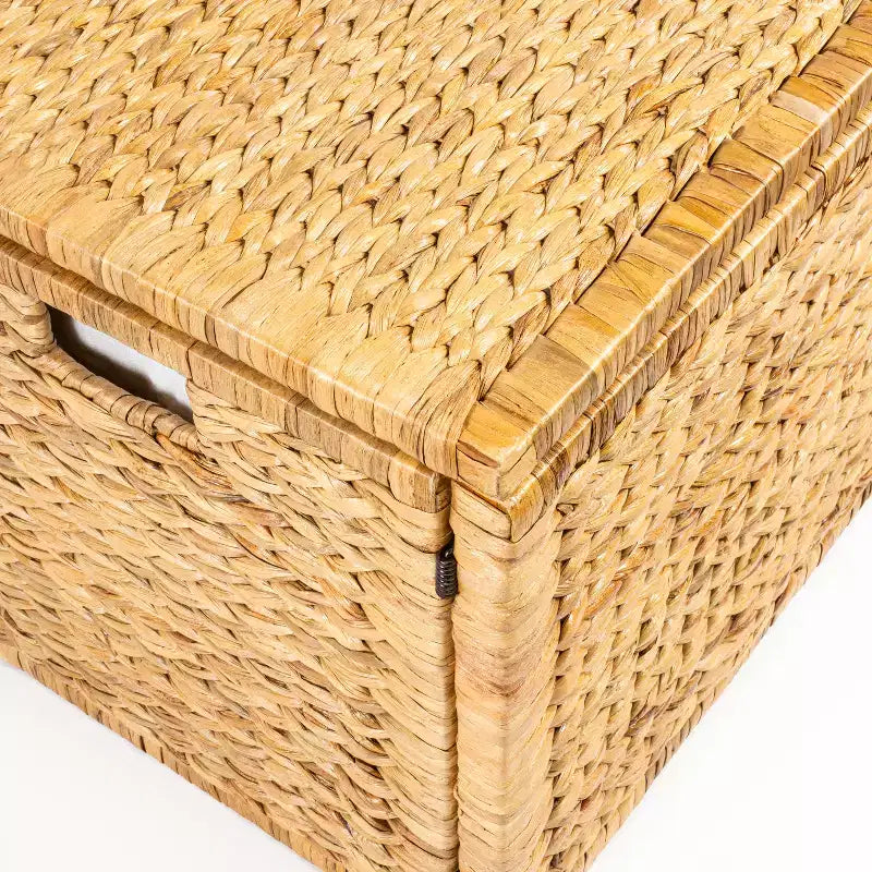 Malle de rangement tressée en jacinthe d'eau de 76 cm
