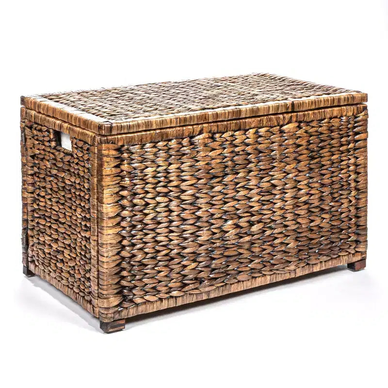 Malle de rangement tressée en jacinthe d'eau de 76 cm