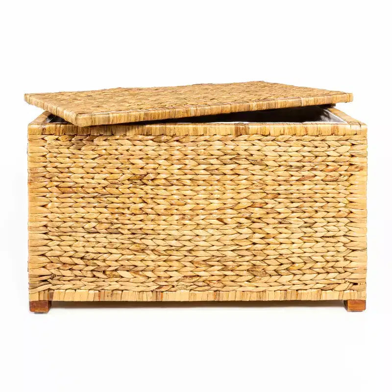 Malle de rangement tressée en jacinthe d'eau de 76 cm