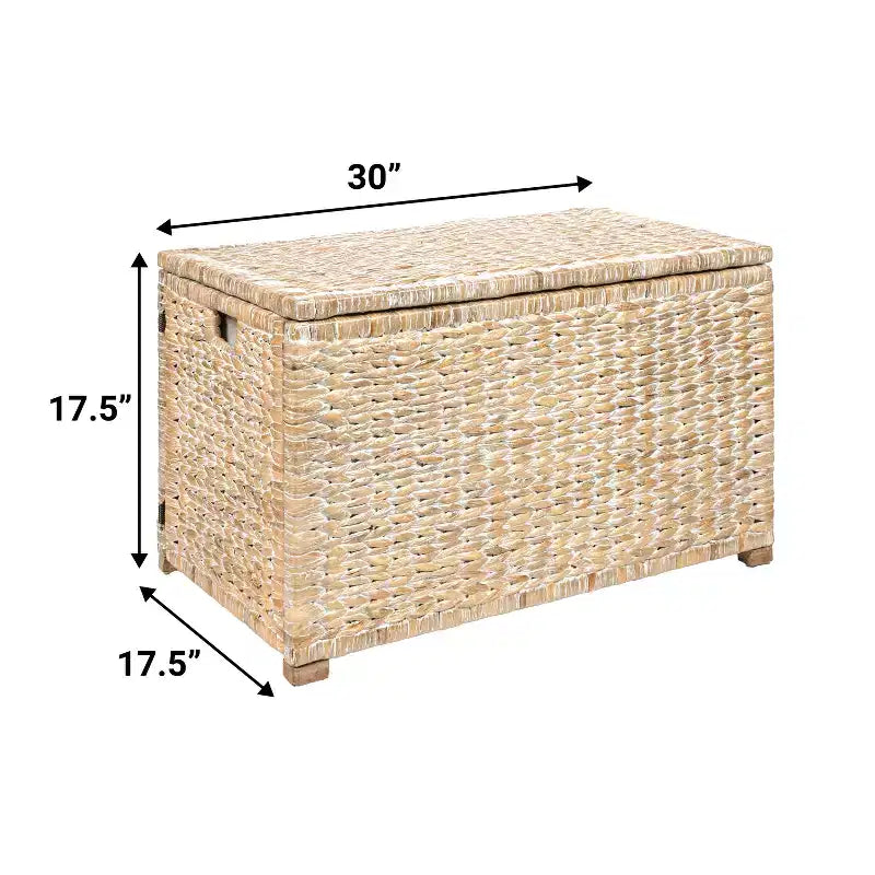 Malle de rangement tressée en jacinthe d'eau de 76 cm