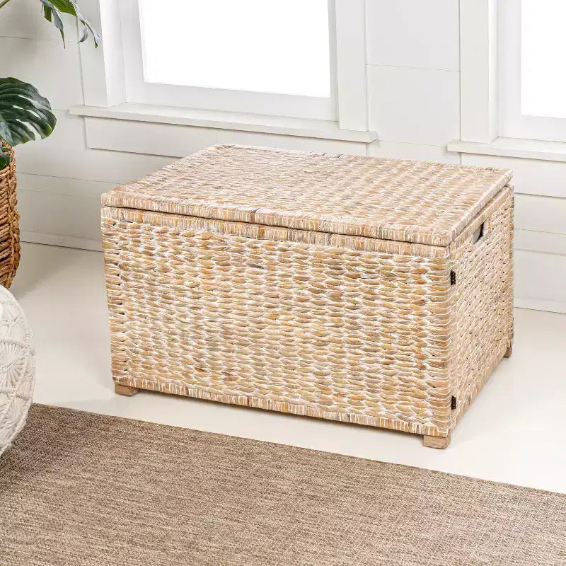 Malle de rangement tressée en jacinthe d'eau de 76 cm
