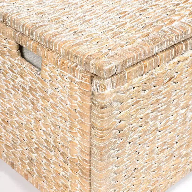Malle de rangement tressée en jacinthe d'eau de 76 cm