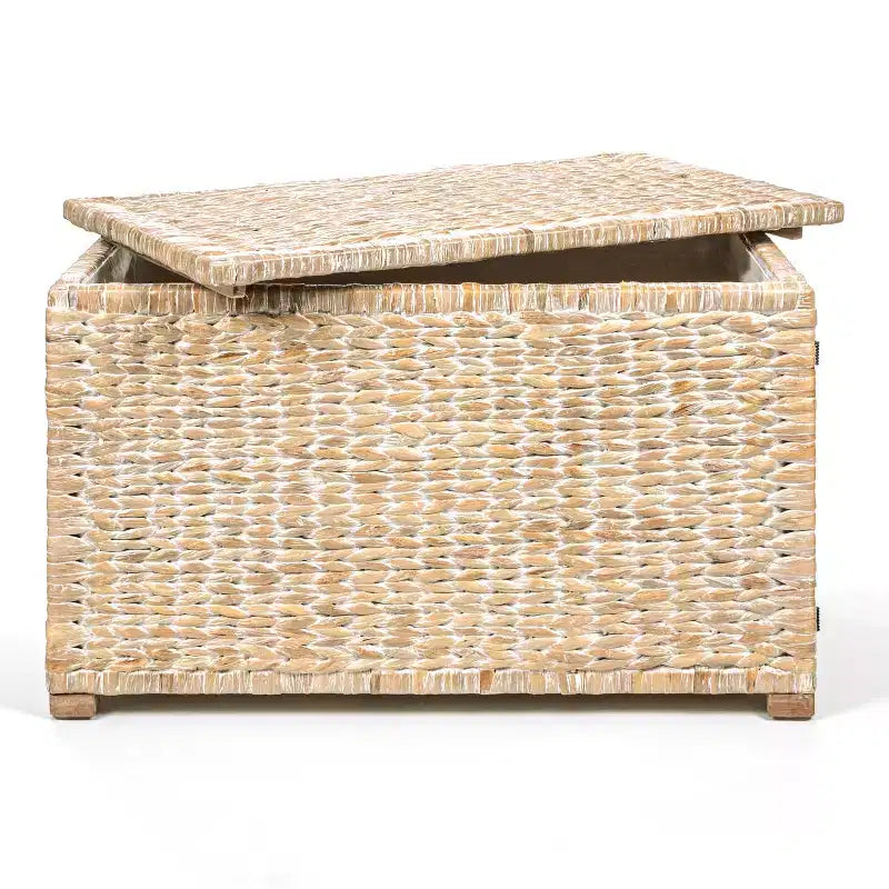 Malle de rangement tressée en jacinthe d'eau de 76 cm