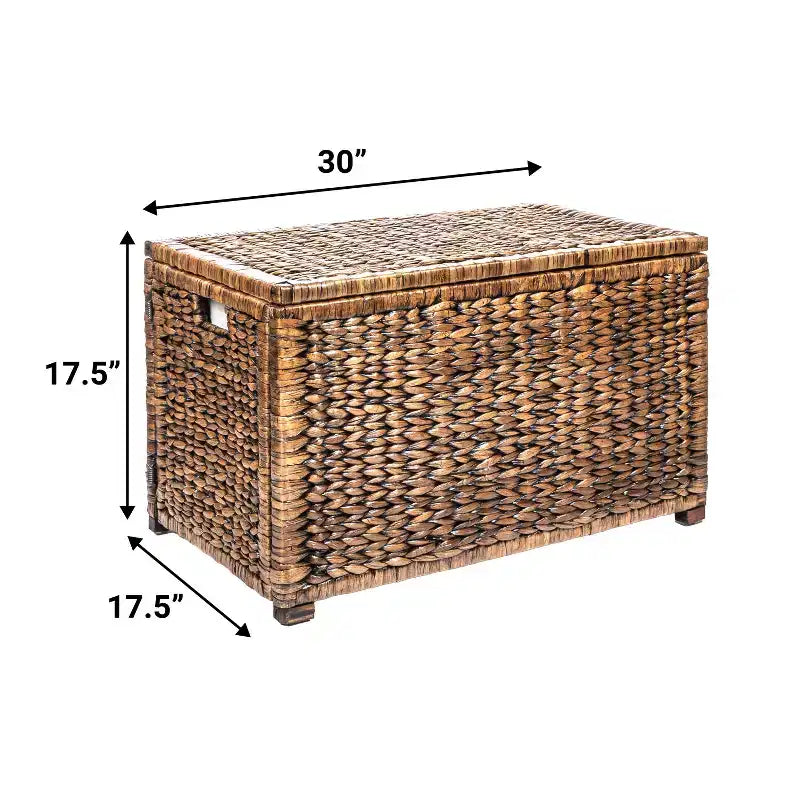 Malle de rangement tressée en jacinthe d'eau de 76 cm