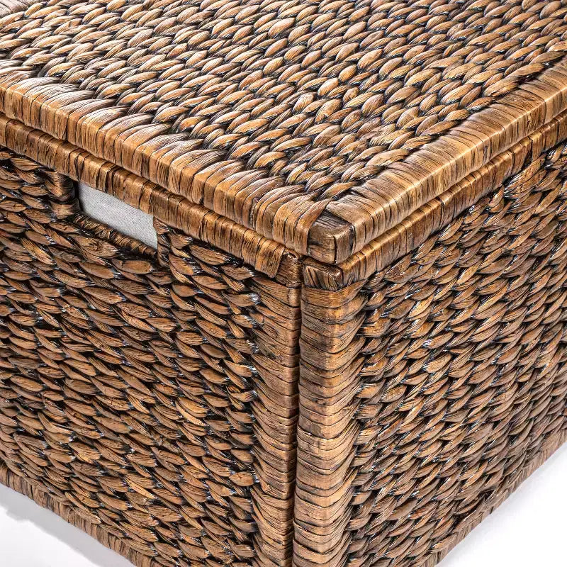 Malle de rangement tressée en jacinthe d'eau de 76 cm