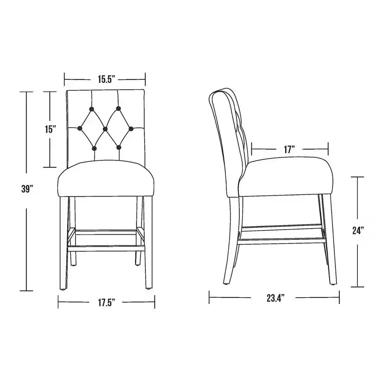 Tabouret de comptoir capitonné en tissu de lin gris de 61 cm