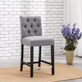 Tabouret de comptoir capitonné en tissu de lin gris de 61 cm