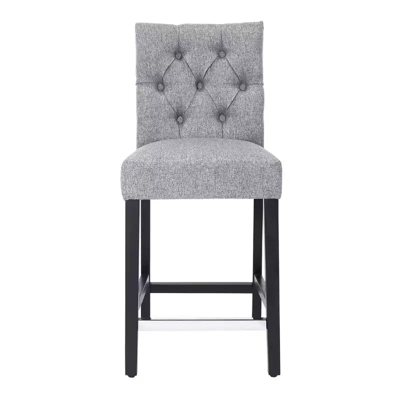 Tabouret de comptoir capitonné en tissu de lin gris de 61 cm